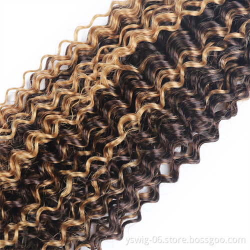 Big Discount Curly Wave P4/27 Brown with Highlight Remy Hair Weave Piano Color Bundles For Black Women
